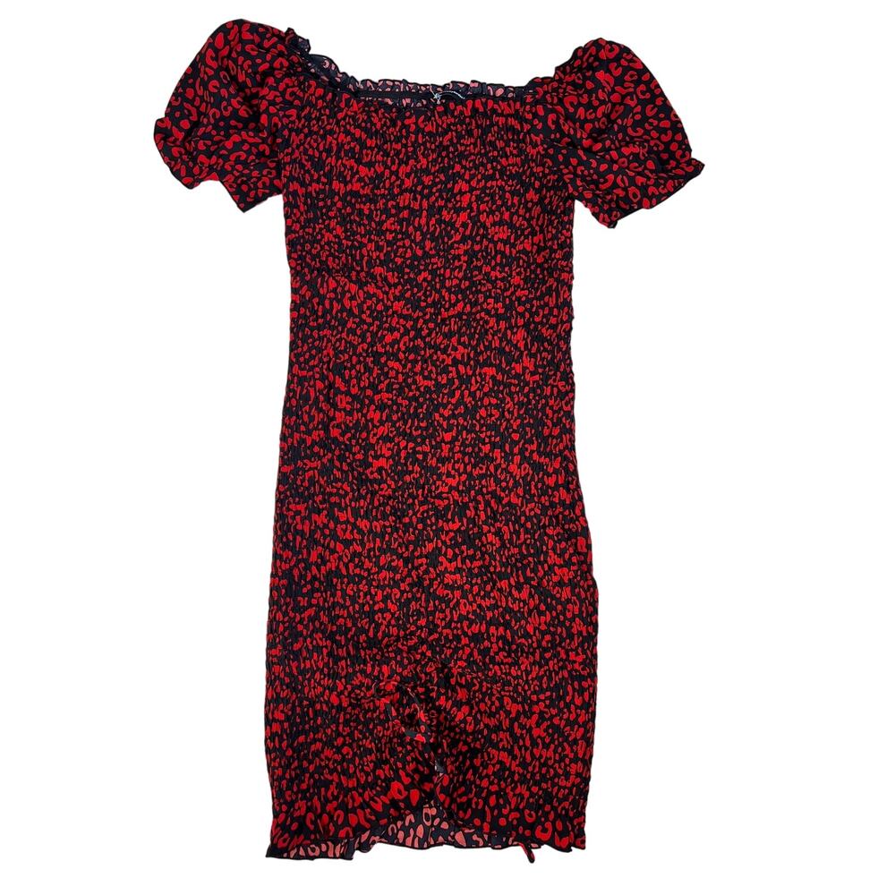 NWT Pretty Garden Chic Animal Print Drawstring Bodycon Mini Dress- Sz Large‎